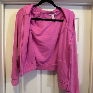 NWOT magenta purple Victorias Secret full zip terry cloth hooded sweatshirt